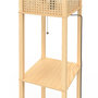 Voir la diapositive 5 : ID MARKET Lampadaire naturel en bois clair avec étagères et abat-jour carré effet cannage