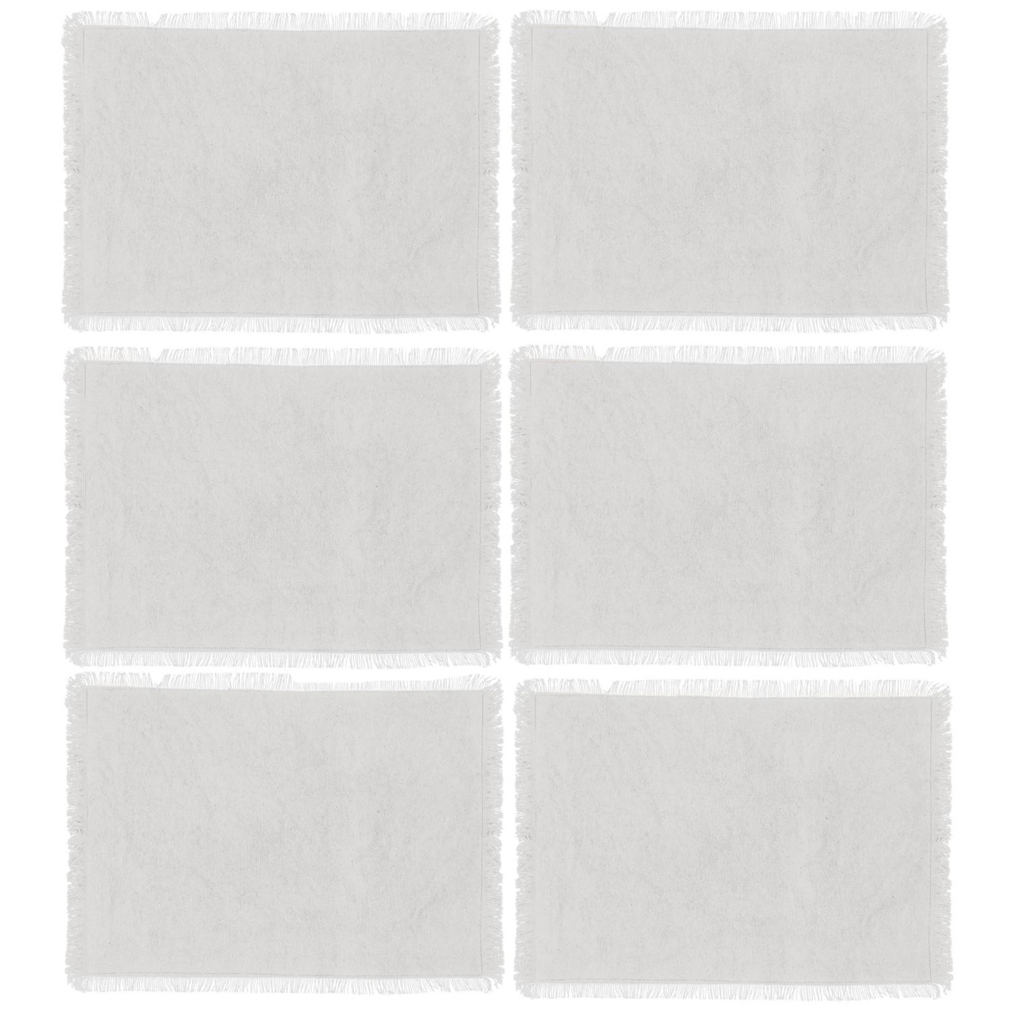 TOILINUX Lot de 6 Sets de table Maha en coton. Coloris disponibles : Gris, Blanc, Vert, Beige, Noir, Orange, Jaune, Rouge