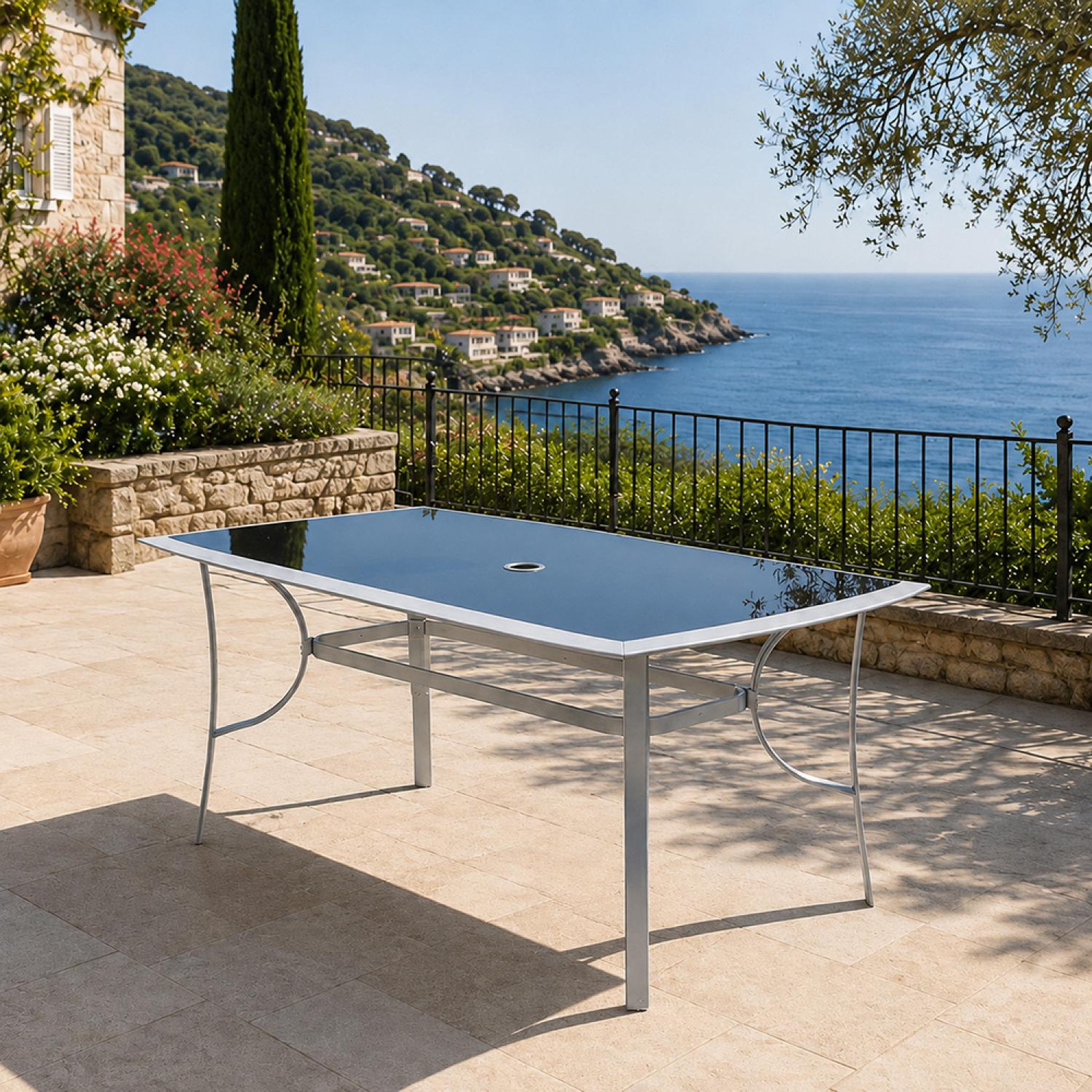Voir la diapositive 2 : CONCEPT USINE Table de jardin 150cm en aluminium gris alassio
