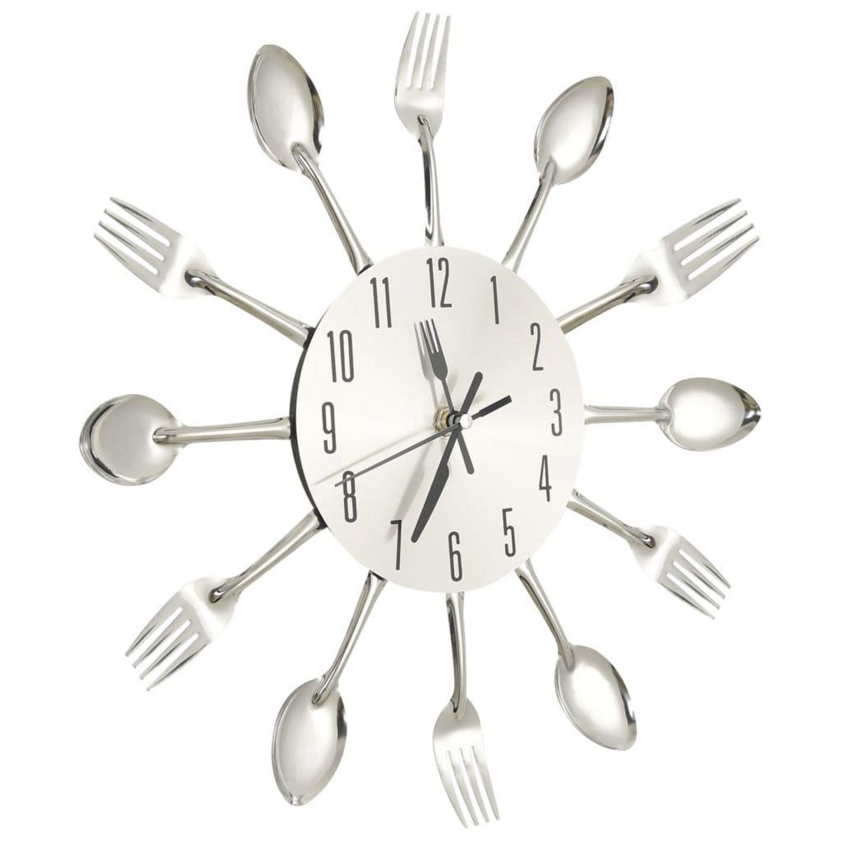VIDAXL Horloge murale et cuillere et fourchette Argente 31cm Aluminium