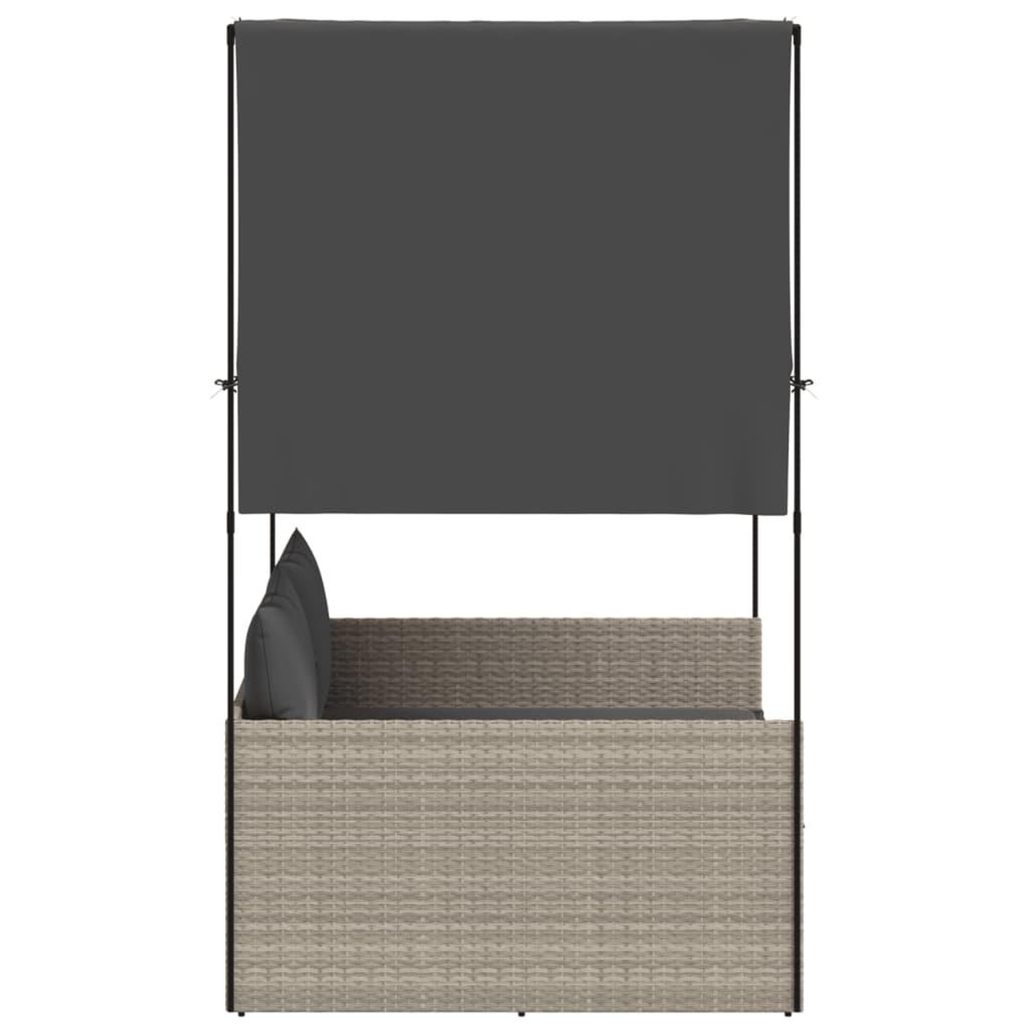 Voir la diapositive 4 : VIDAXL Chaise longue double avec toit et rideaux gris clair poly rotin