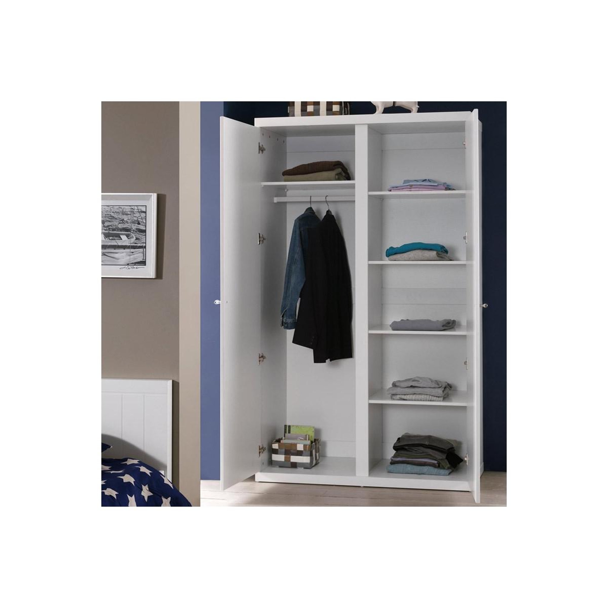 Voir la diapositive 2 : Paris Prix Armoire 2 portes  robin  204cm blanc