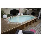 UBBINK Piscine hors sol bois octogonale - 355x550x120cm - Liner Beige - OCEA