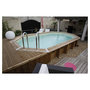 Voir la diapositive 1 : UBBINK Piscine hors sol bois octogonale - 355x550x120cm - Liner Beige - OCEA
