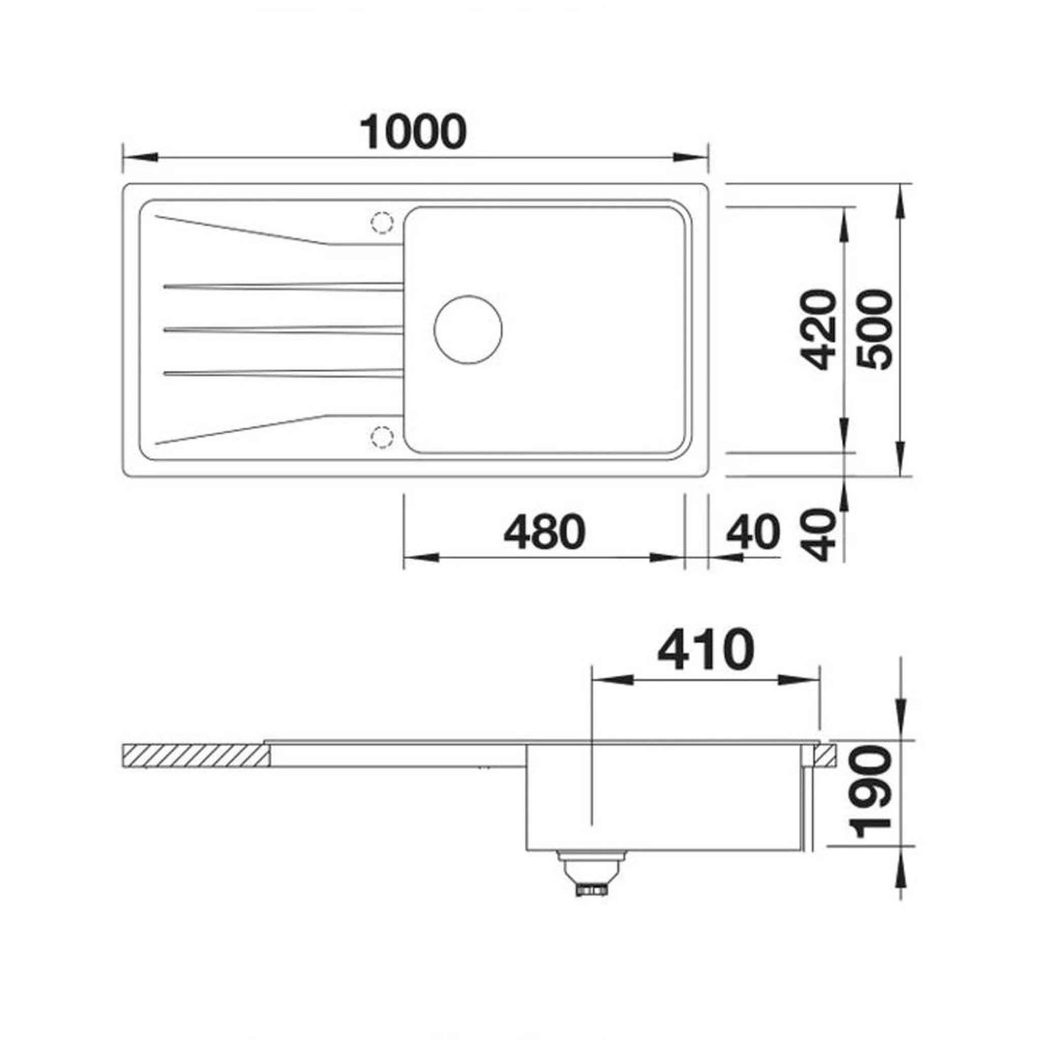 Voir la diapositive 2 : Blanco Evier à encastrer 60cm avec siphon - 525978