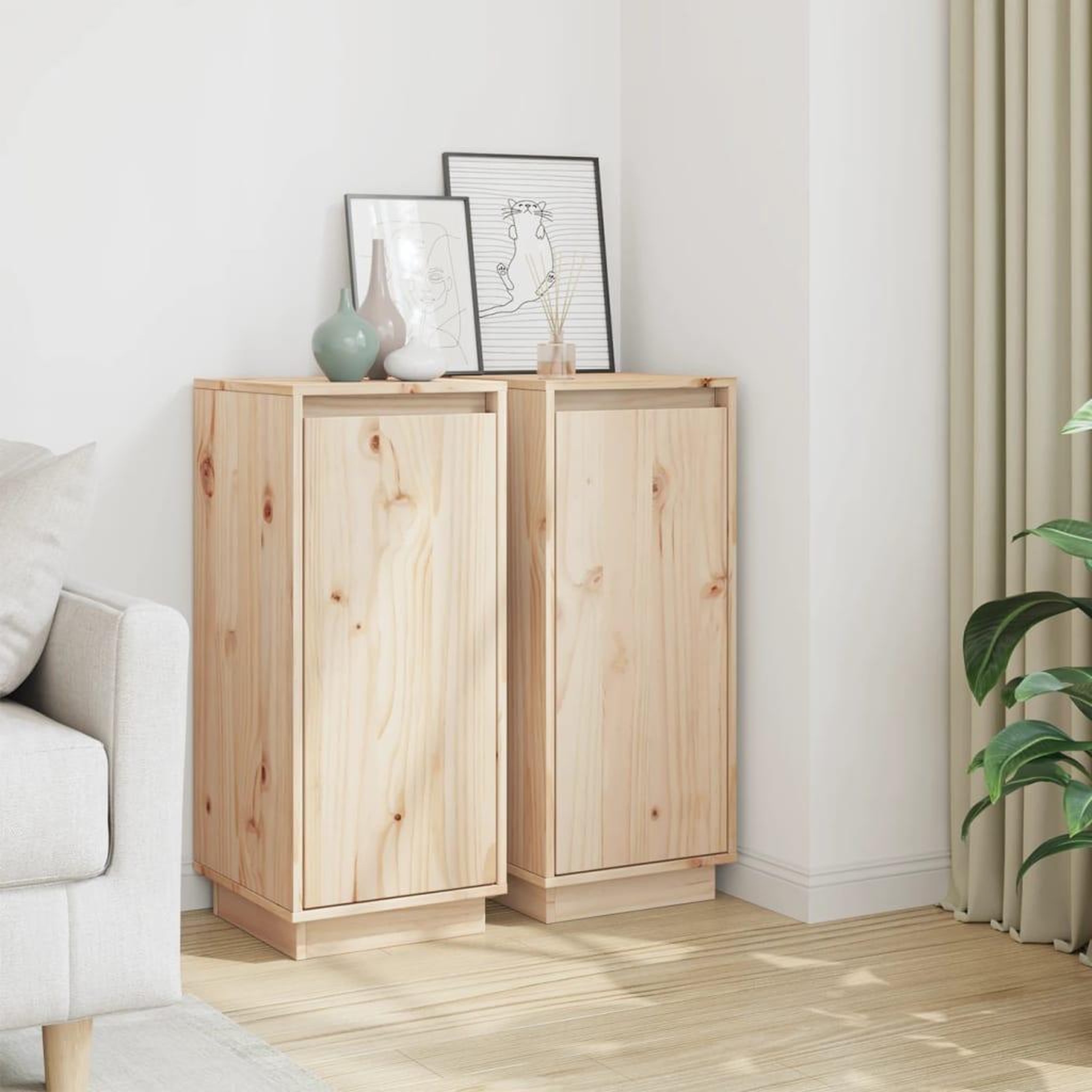 Voir la diapositive 1 : VIDAXL Buffets 2 pcs 31,5x34x75 cm Bois massif de pin