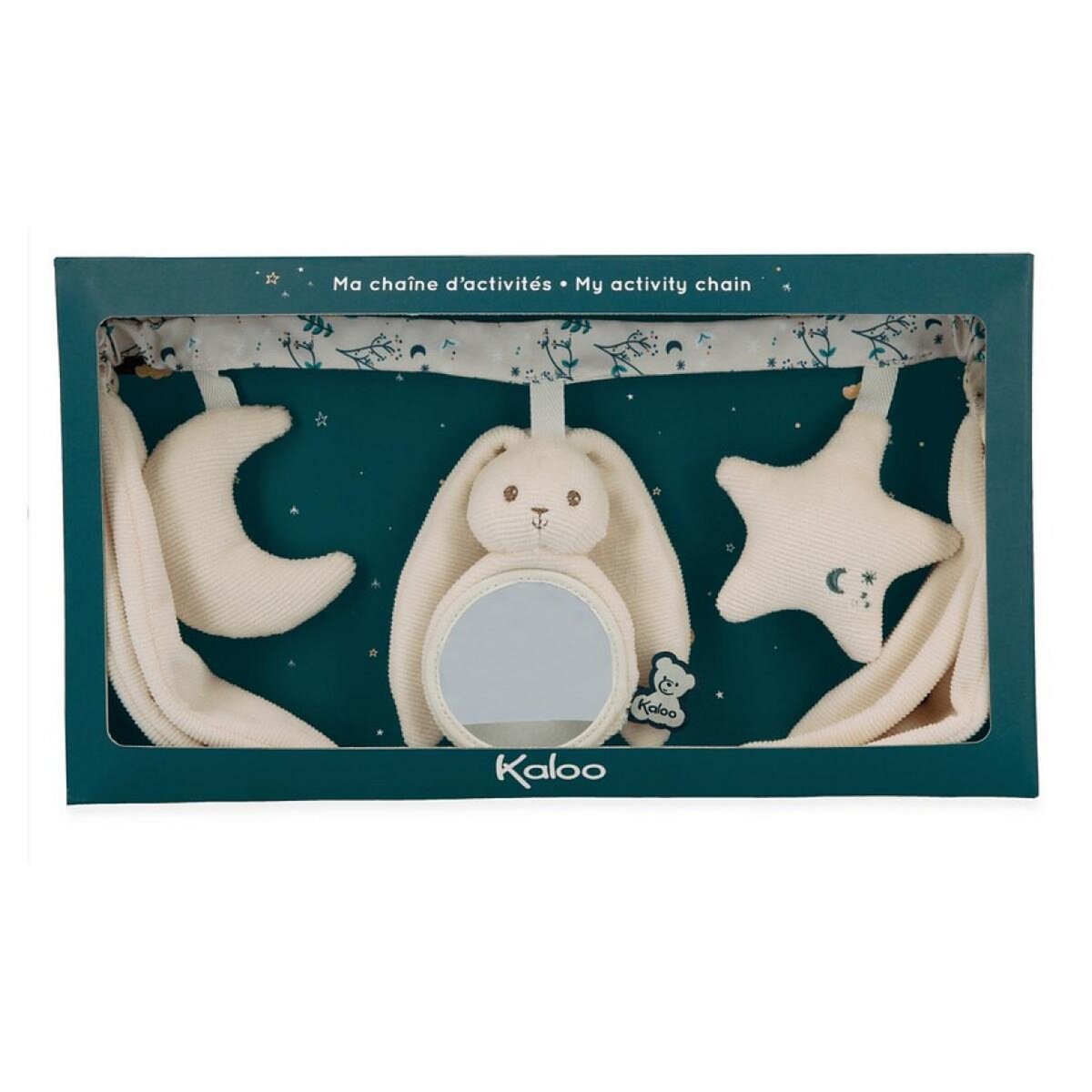 Kaloo Chaîne d'activités Lapinoo Crème pour Poussette et Cozy avec Miroir et Hochets