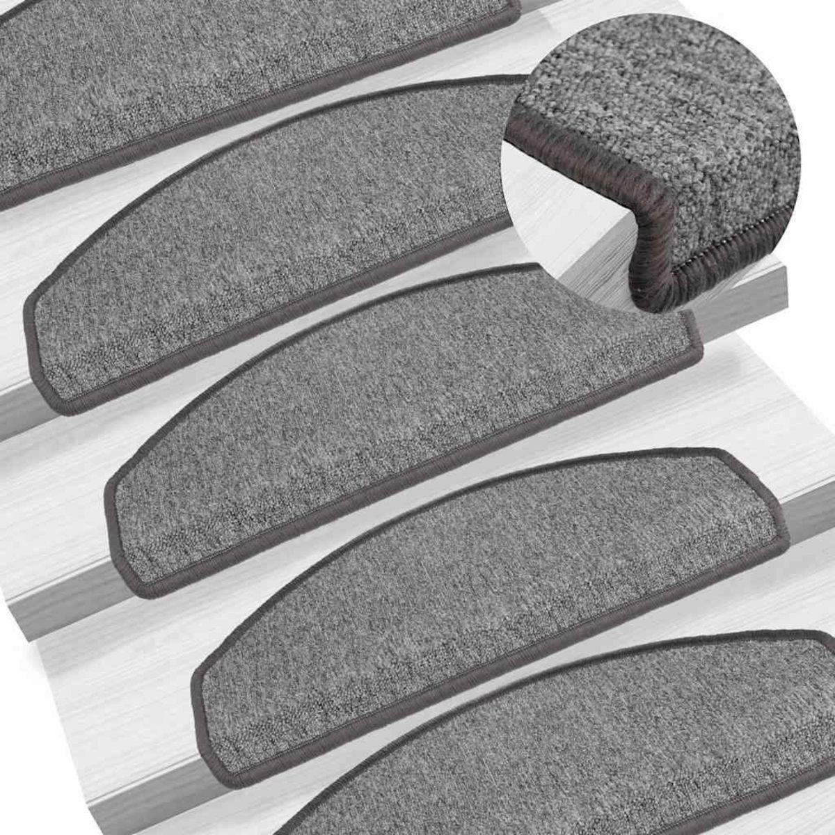 VIDAXL Tapis d'escalier 20 pcs gris fonce 65x24x4 cm