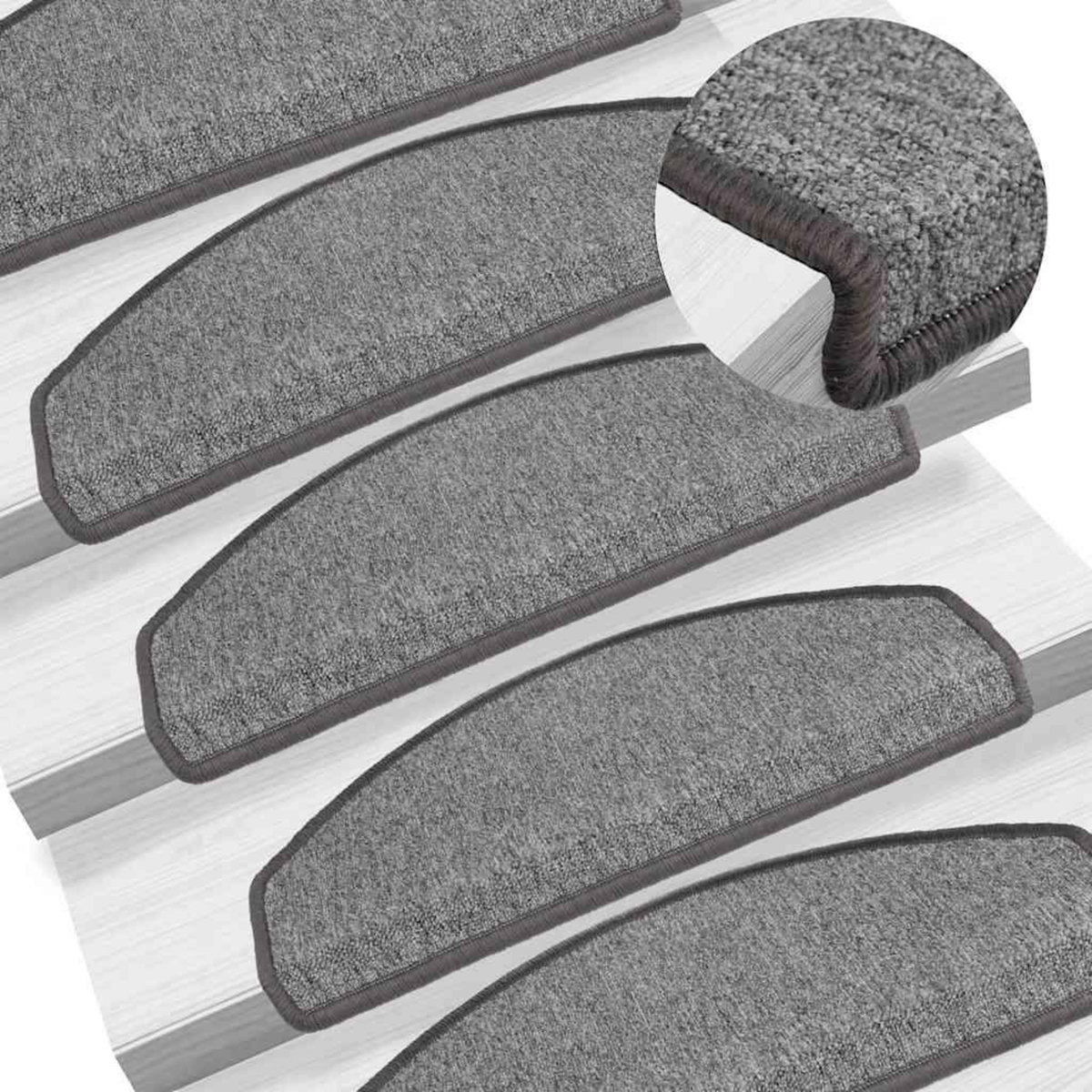 VIDAXL Tapis d'escalier 20 pcs gris fonce 65x24x4 cm