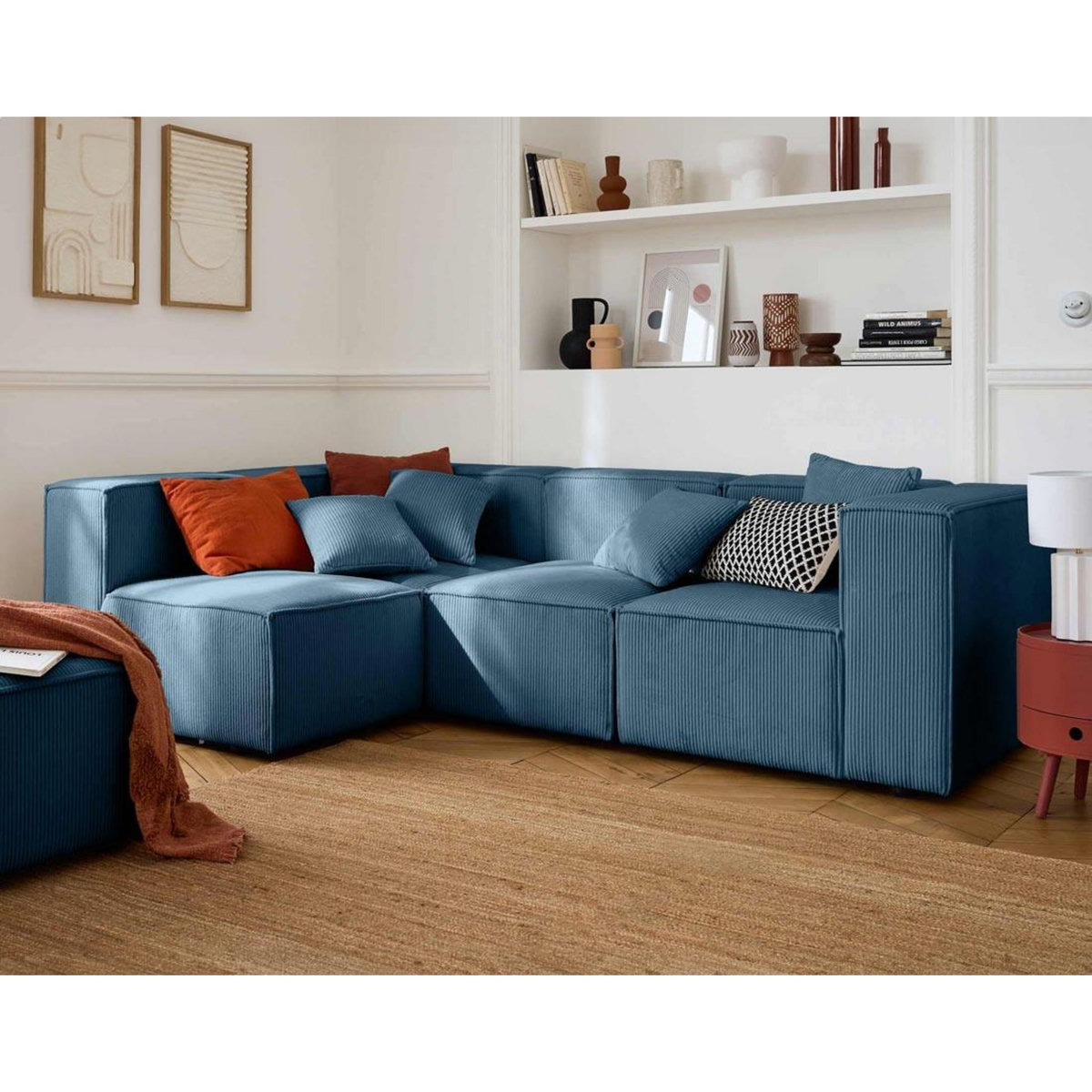 LISA DESIGN Arty - canapé modulable d'angle gauche 4 places - en velours côtelé