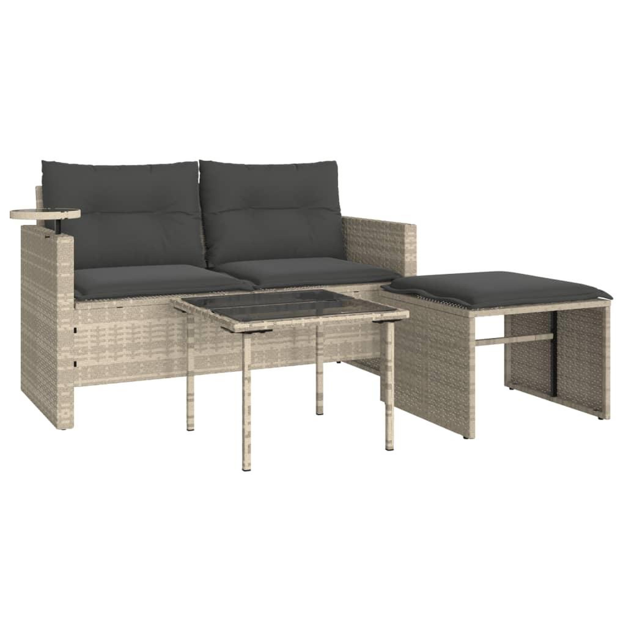 Voir la diapositive 2 : VIDAXL Salon de jardin avec coussins 3 pcs gris clair resine tressee