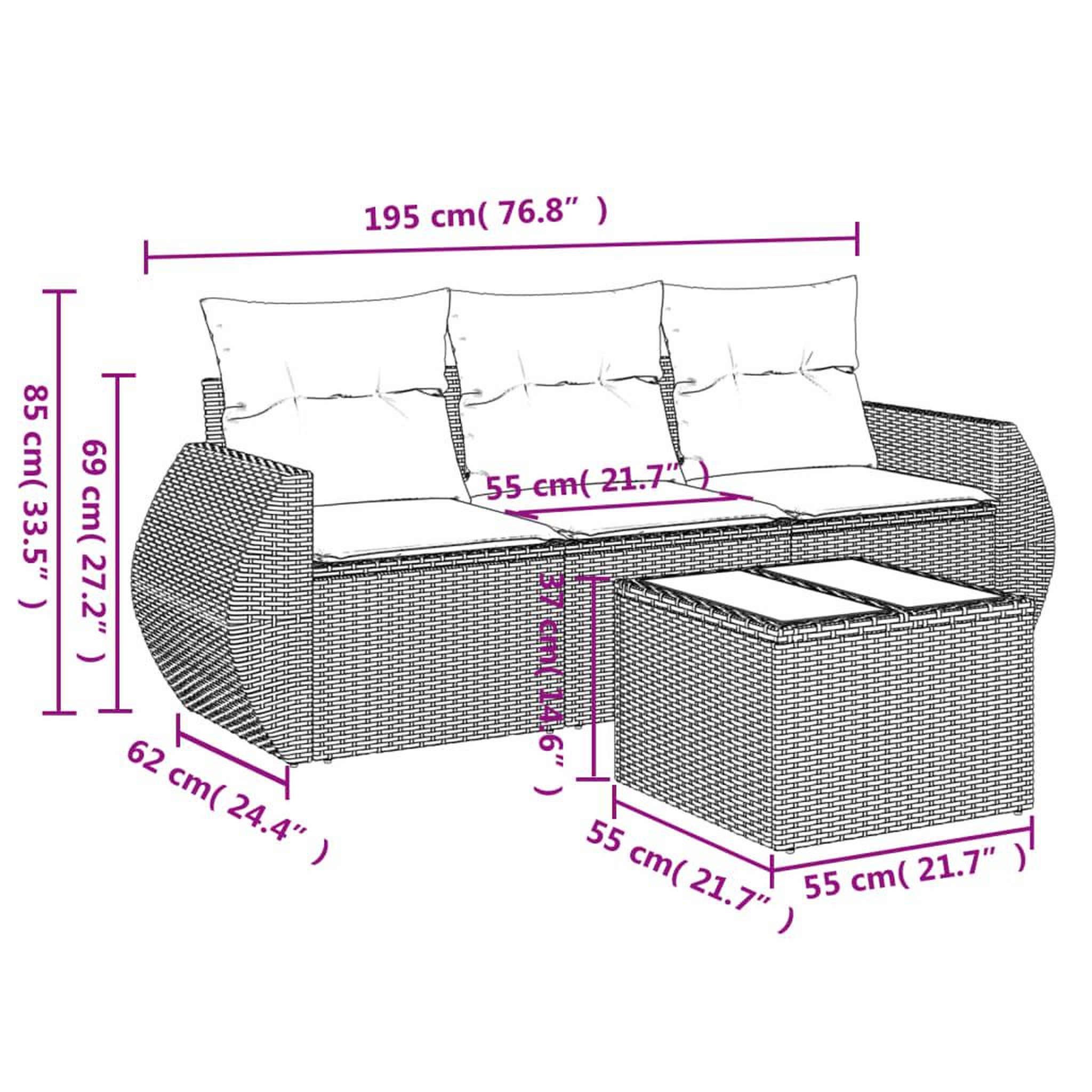 Voir la diapositive 4 : VIDAXL Salon de jardin 4 pcs avec coussins noir resine tressee