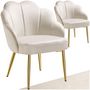 Voir la diapositive 1 : tectake Fauteuil cocktail rembourré en velours crème/or Lot de 2