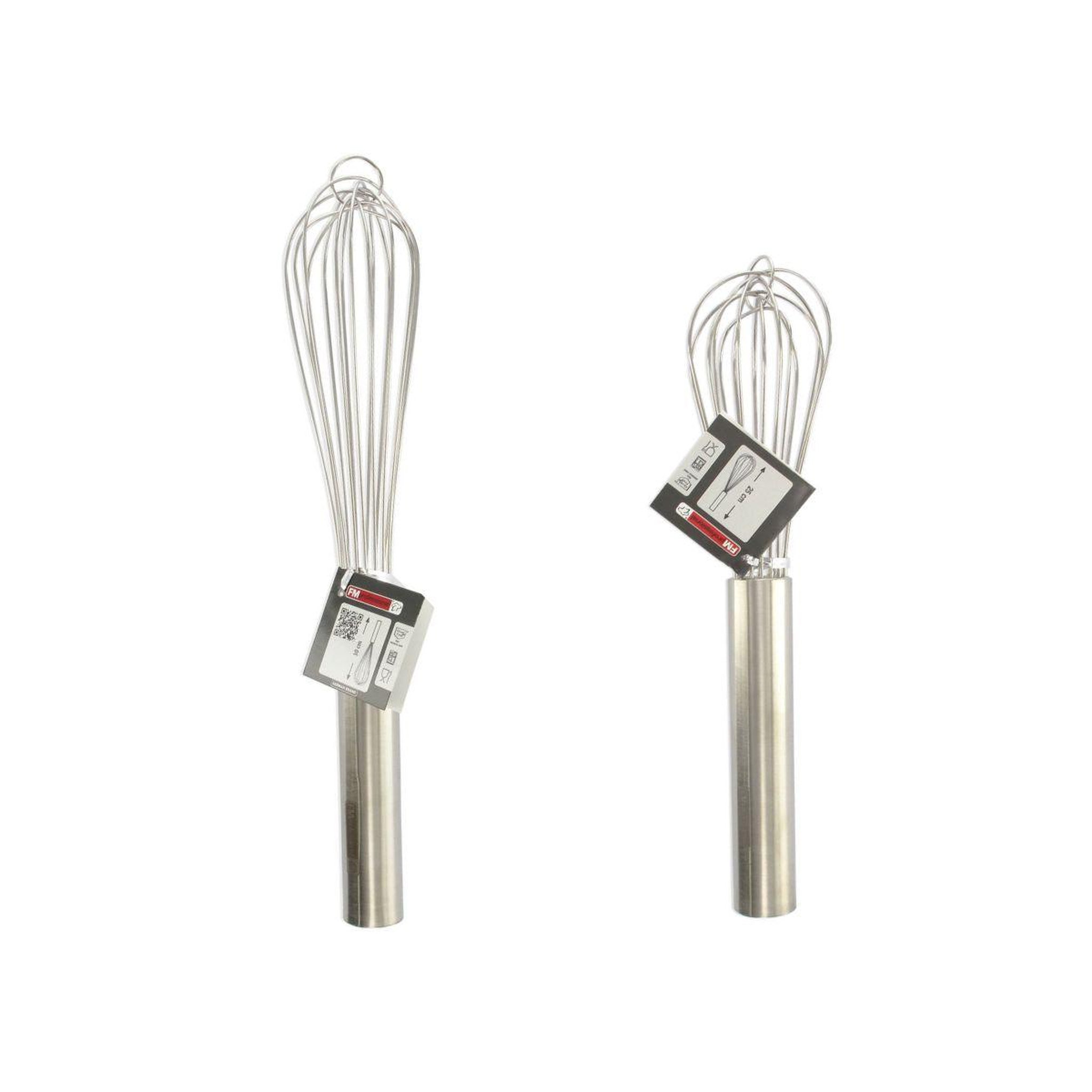 Voir la diapositive 4 : FM PROFESSIONAL Lot de 2 fouets de cuisine ou de pâtisserie en inox 25 cm et 30 cm fm professional pâtisserie