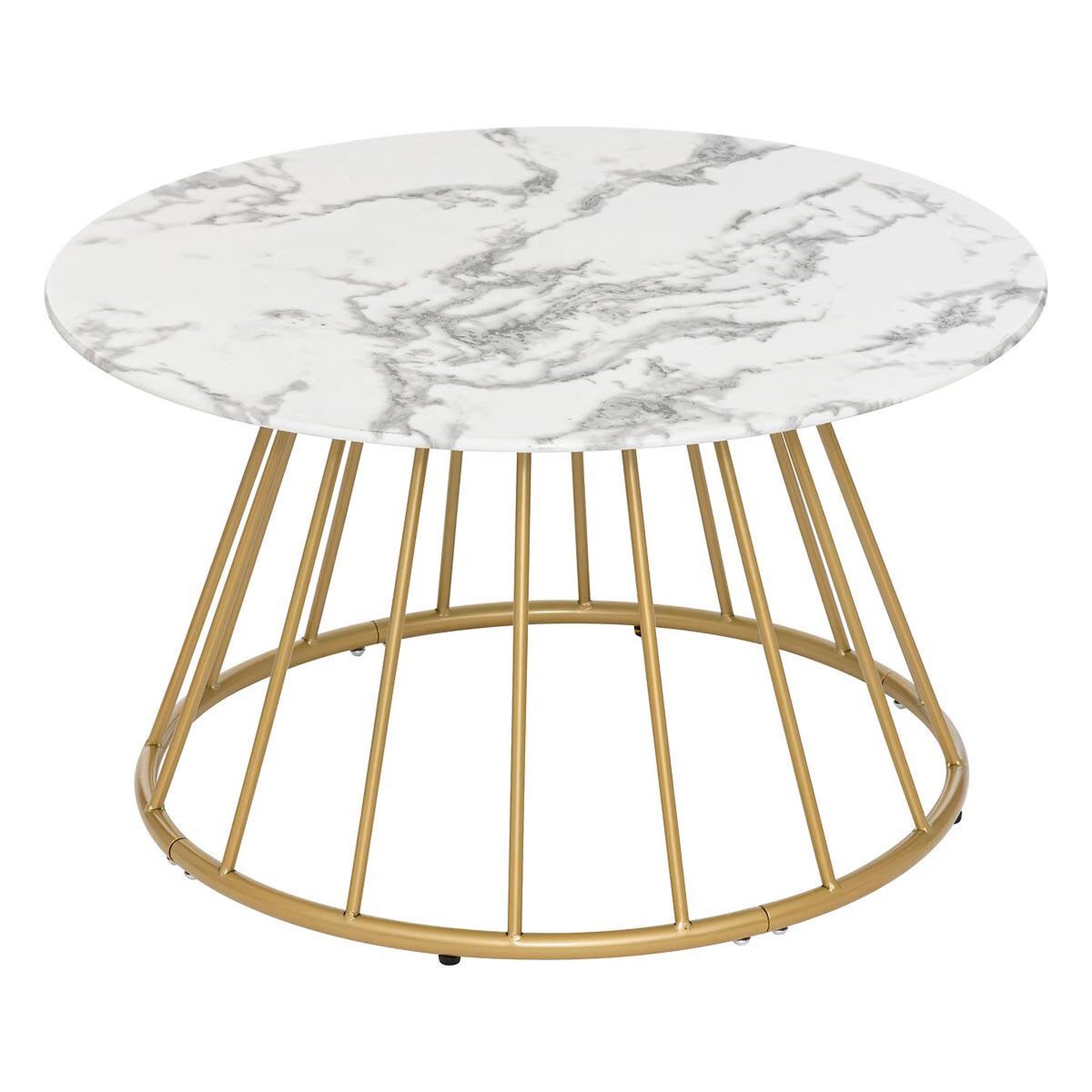 ATMOSPHERA Table basse effet marbre  rayo  70cm blanc