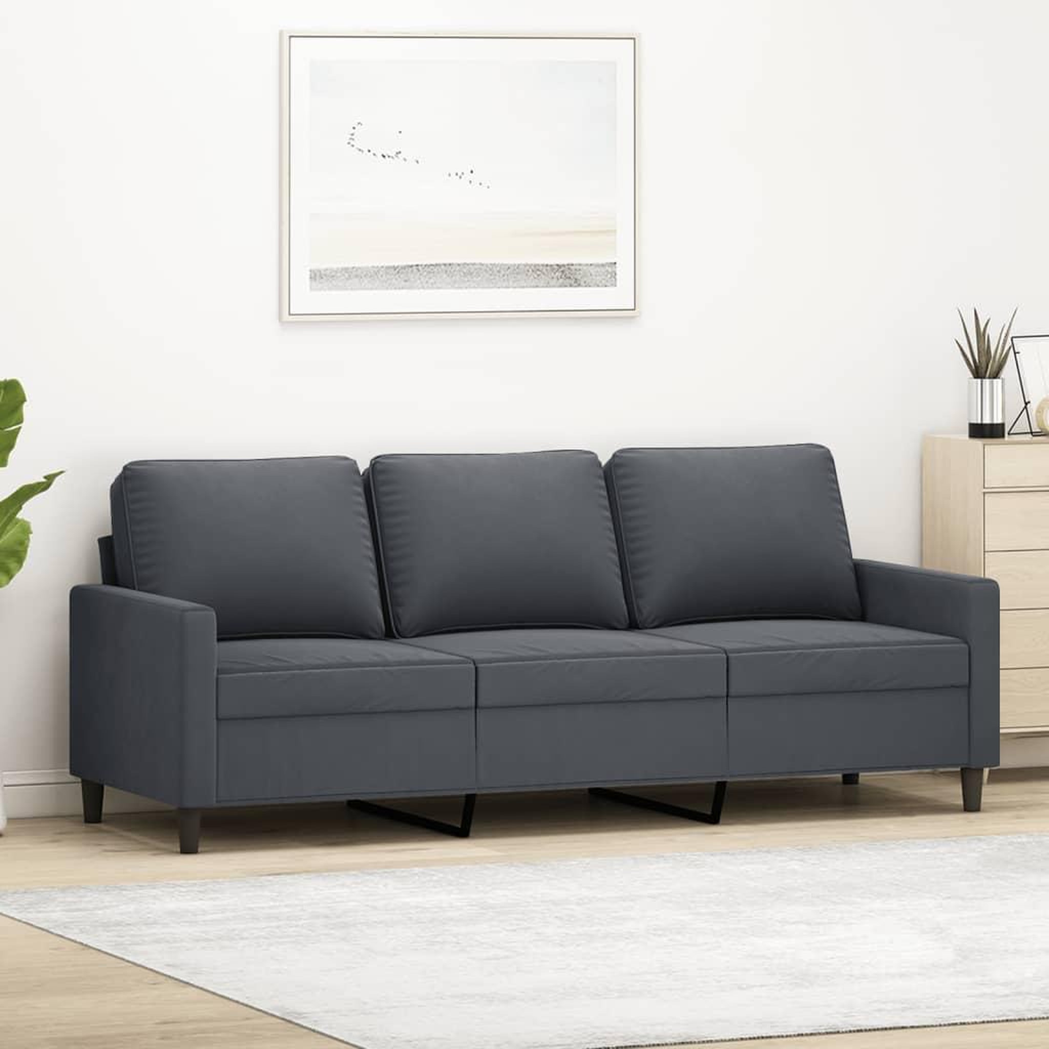 VIDAXL Canape a 3 places Gris fonce 180 cm Velours