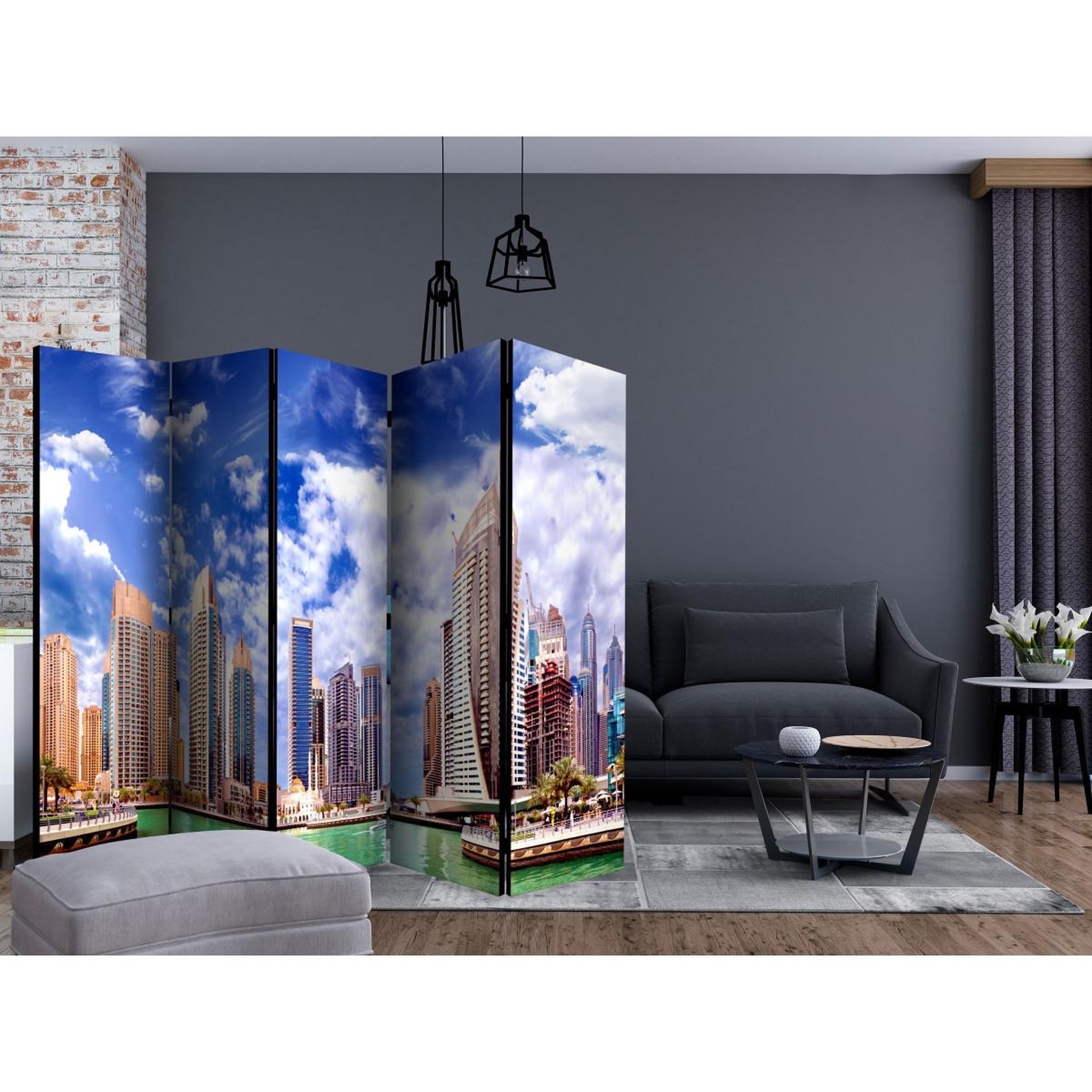 Voir la diapositive 2 : Paris Prix Paravent 5 volets  cumulus over dubai  172x225cm