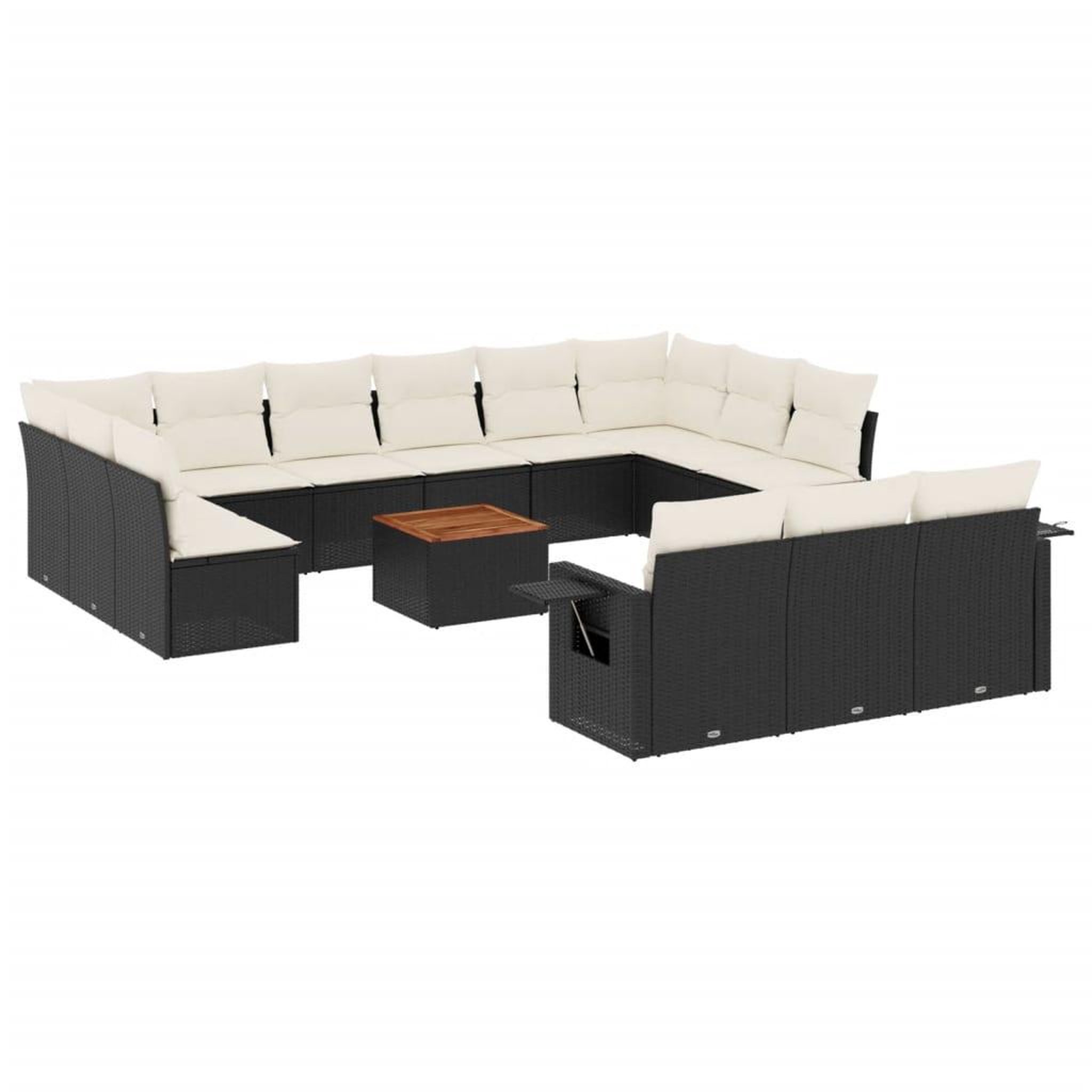 Voir la diapositive 2 : VIDAXL Salon de jardin avec coussins 14 pcs noir resine tressee