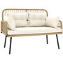 Voir la diapositive 1 : OUTSUNNY Canapé de jardin 2 places style colonial 5 coussins beige résine tressée aspect rotin