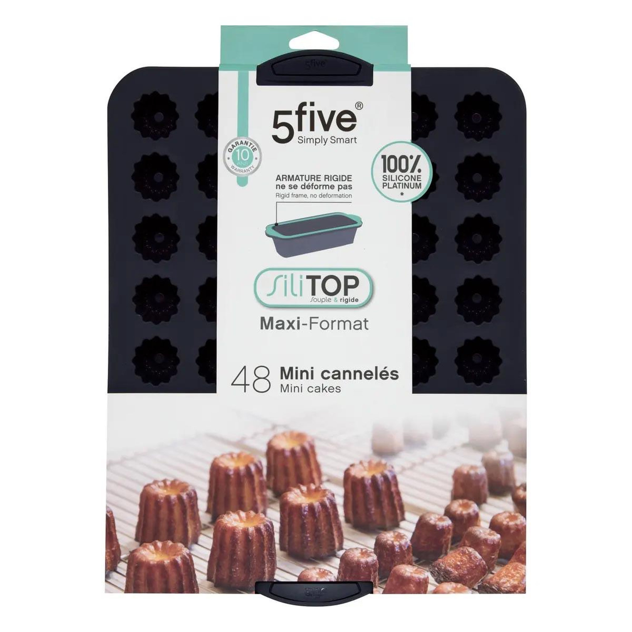 Voir la diapositive 3 : FIVE Moule 48 cannelés silicone  silitop  40cm gris