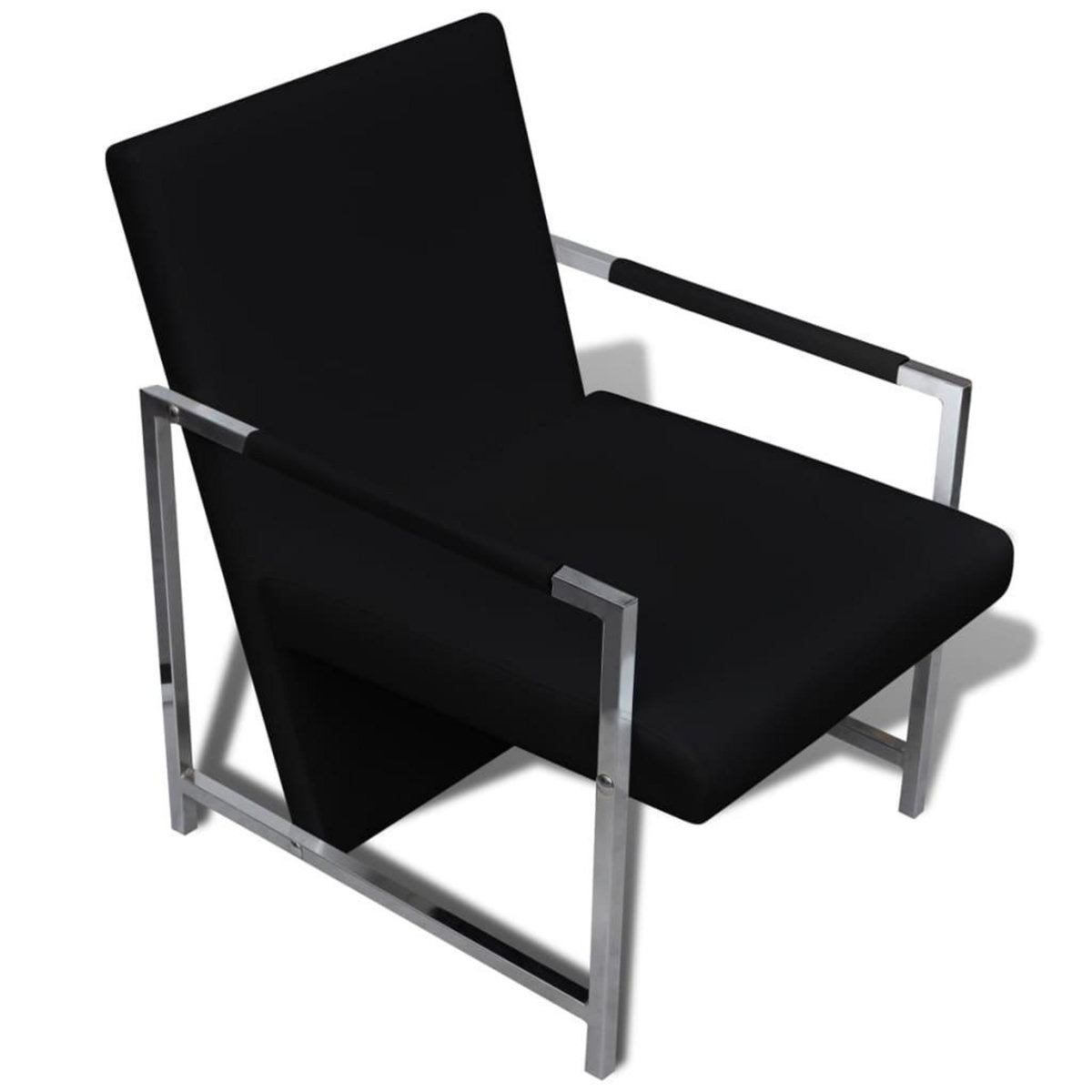 VIDAXL Fauteuils lot de 2 avec cadre chrome noir similicuir