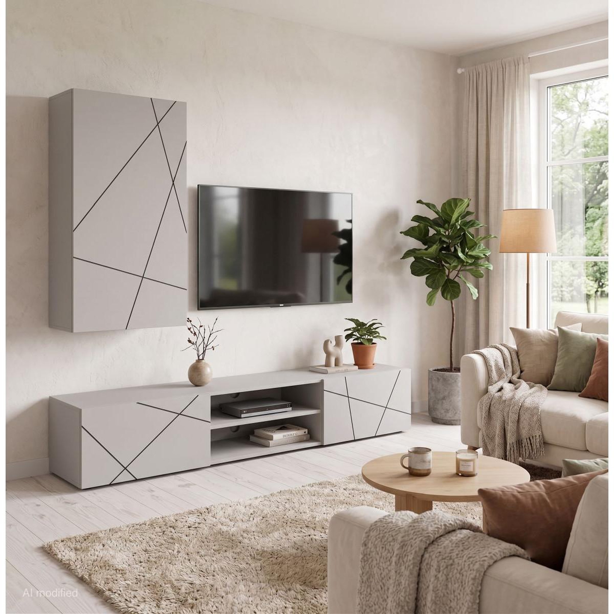 Paris Prix Ensemble meuble tv 2p  geo  180cm beige