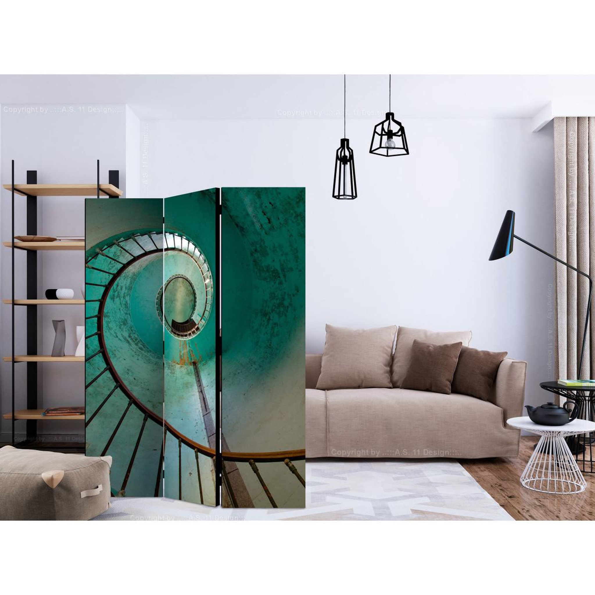 Voir la diapositive 2 : Paris Prix Paravent 3 volets  lighthouse stairs  135x172cm