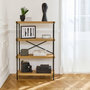 Voir la diapositive 2 : SWEEEK Etagère 4 niveaux industrielle effet frêne et métal - LOFT-   L 80 x l 30 x H 120cm