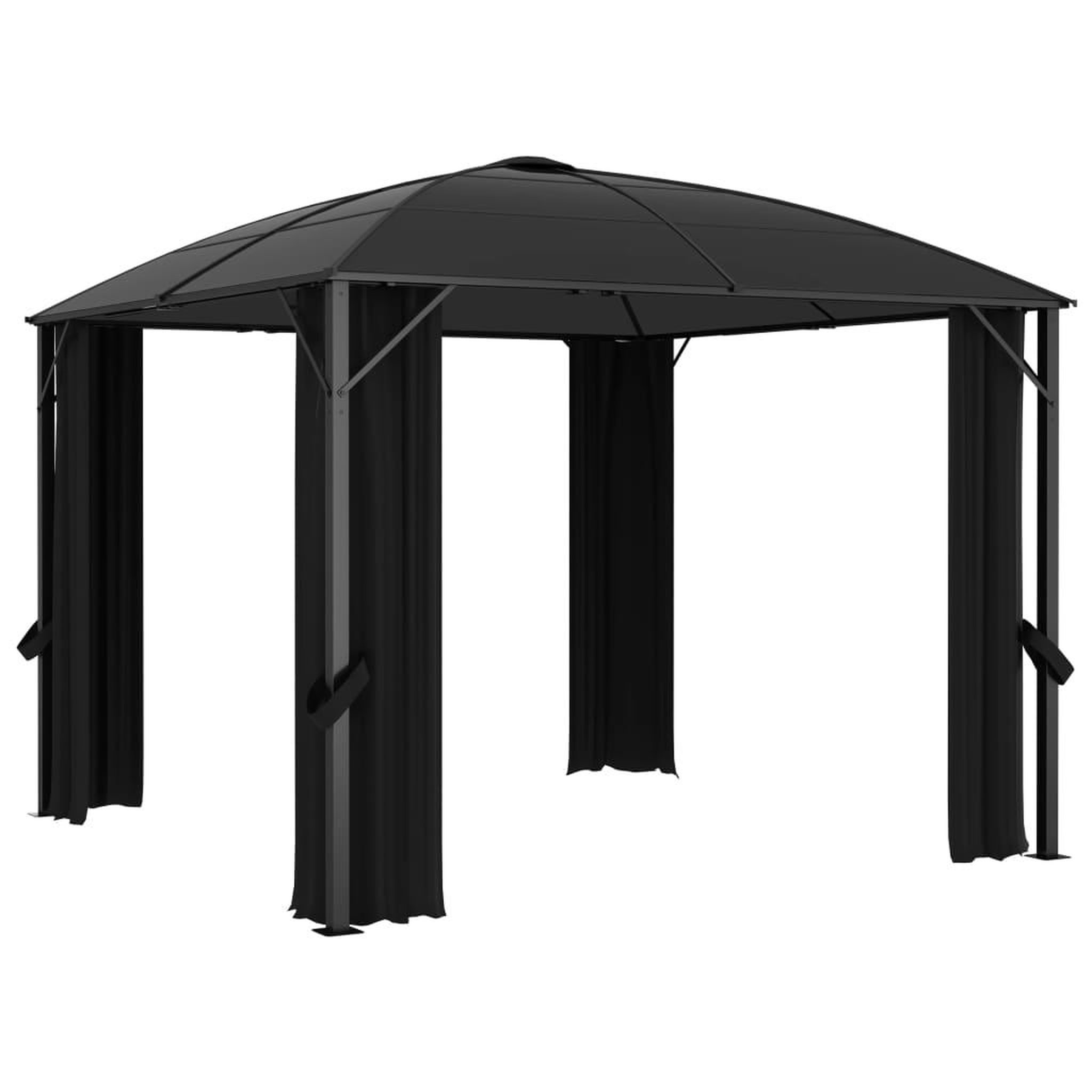 Voir la diapositive 4 : VIDAXL Tonnelle avec rideaux 300x300x265 cm Anthracite