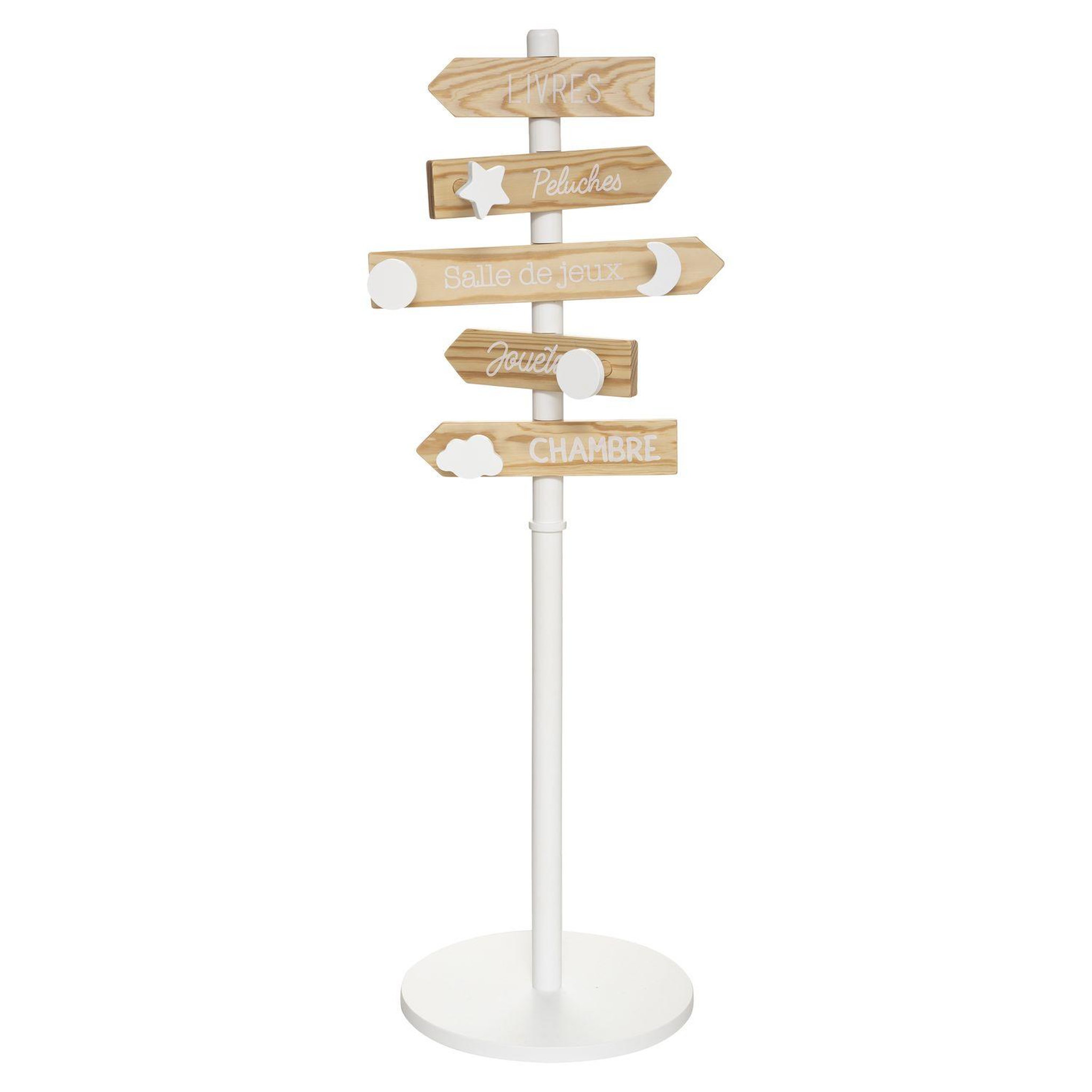 Atmosphera Kids Porte-manteau pancarte pour enfant - hauteur 114 cm - blanc et beige