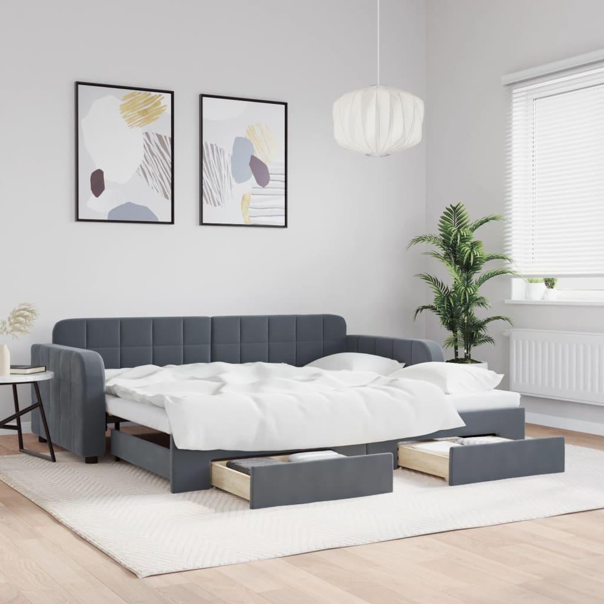 VIDAXL Lit de jour avec gigogne et tiroirs sans matelas 90x200 cm