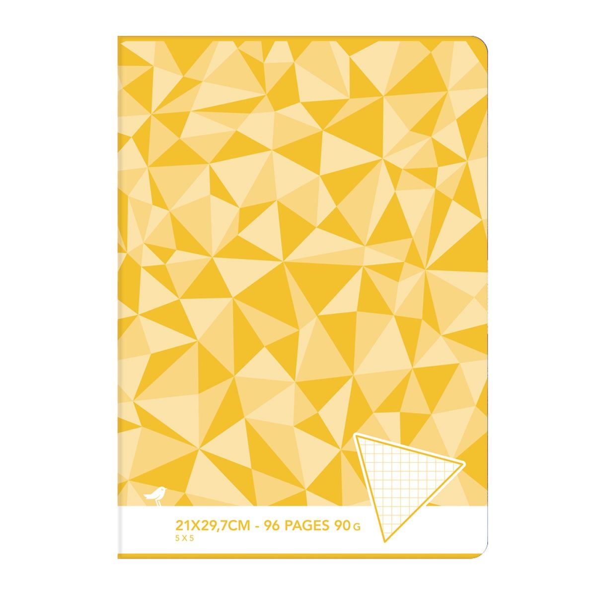 AUCHAN Cahier piqué 21x29,7cm 96 pages petits carreaux 5x5 coloris aléatoire motif triangles