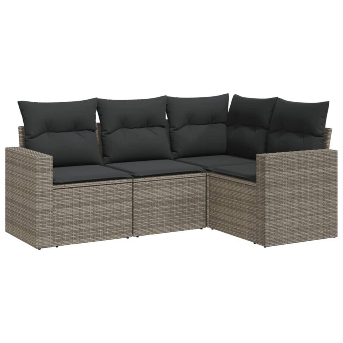 VIDAXL Salon de jardin 4 pcs avec coussins gris resine tressee