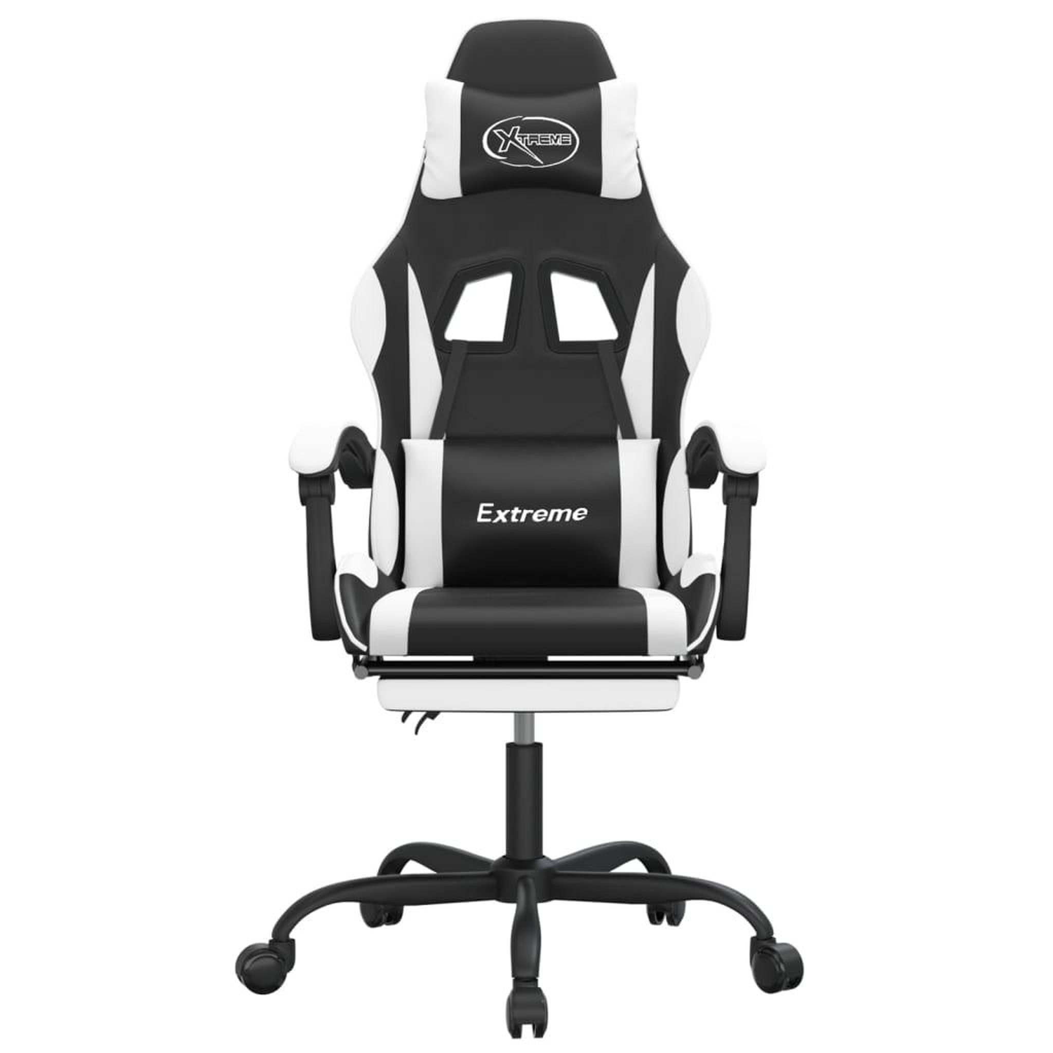 Voir la diapositive 3 : VIDAXL Chaise de jeu avec repose-pied Noir et blanc Similicuir