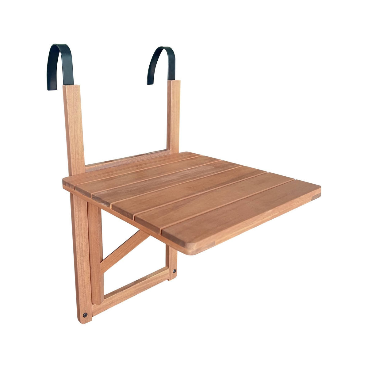 SWEEEK Table d'appoint en bois pour balcon. carrée. rabattable. hauteur ajustable