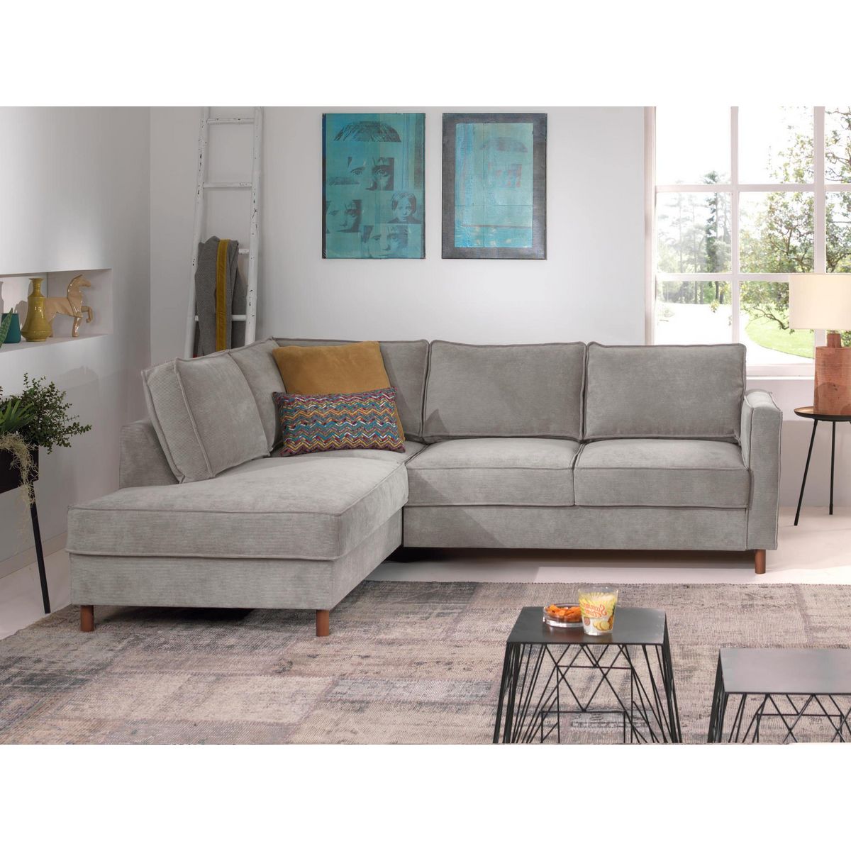 LISA DESIGN Jake - canapé d'angle gauche - convertible - 5 places - en velours côtelé