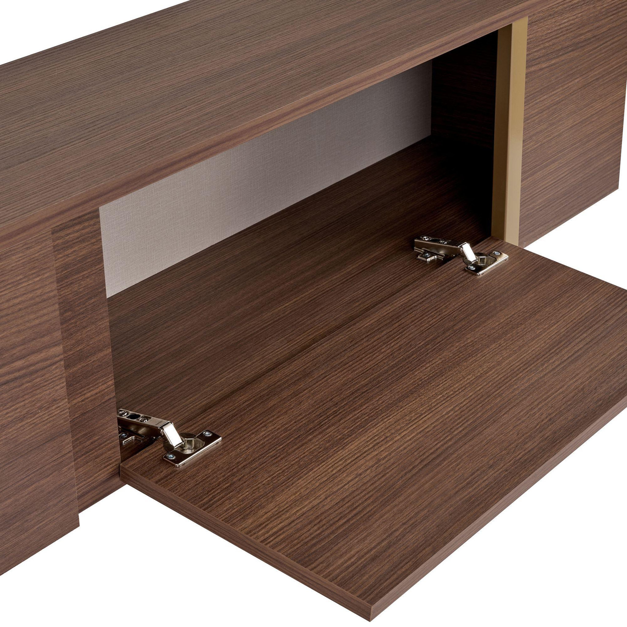 Voir la diapositive 4 : Habitat et Jardin Meuble tv en bois  onera  - 180 x 30 x 50 cm - noyer / or
