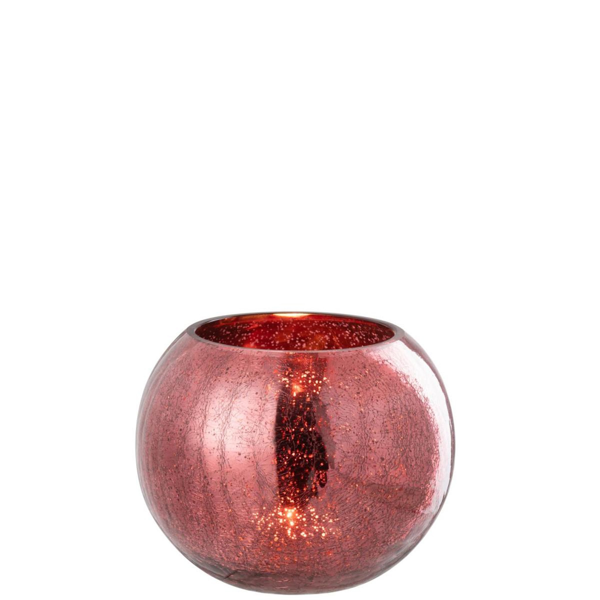 Voir la diapositive 2 : J-LINE Photophore Boule en Verre  Craquelée  20cm Rose