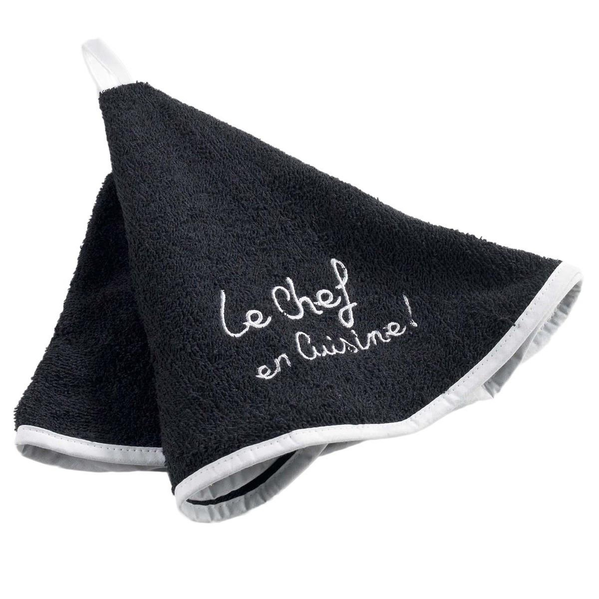 Douceur d'Intérieur Essuie-main rond  cuistot  60cm noir