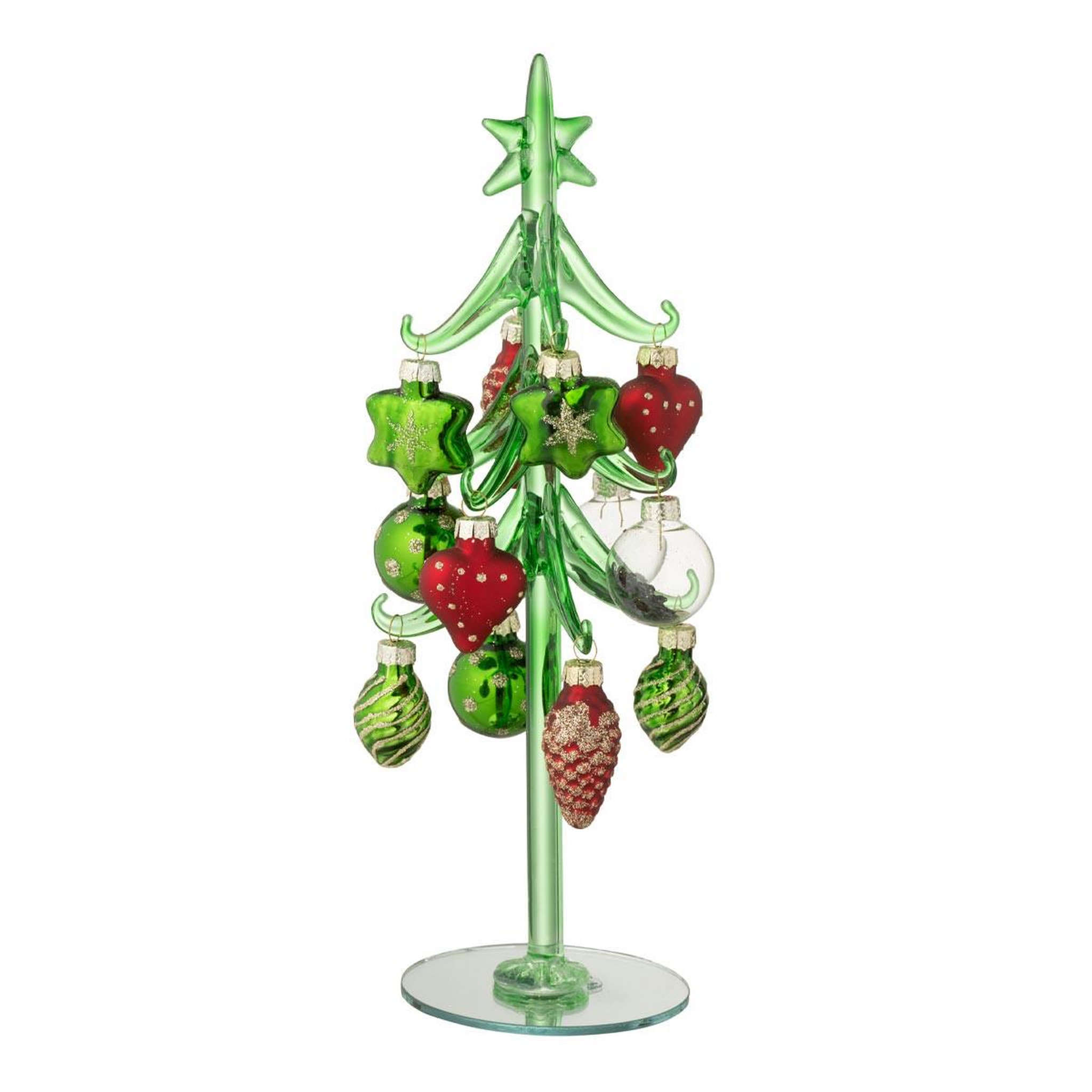 J-LINE Sapin de noël en verre  boules  26cm vert