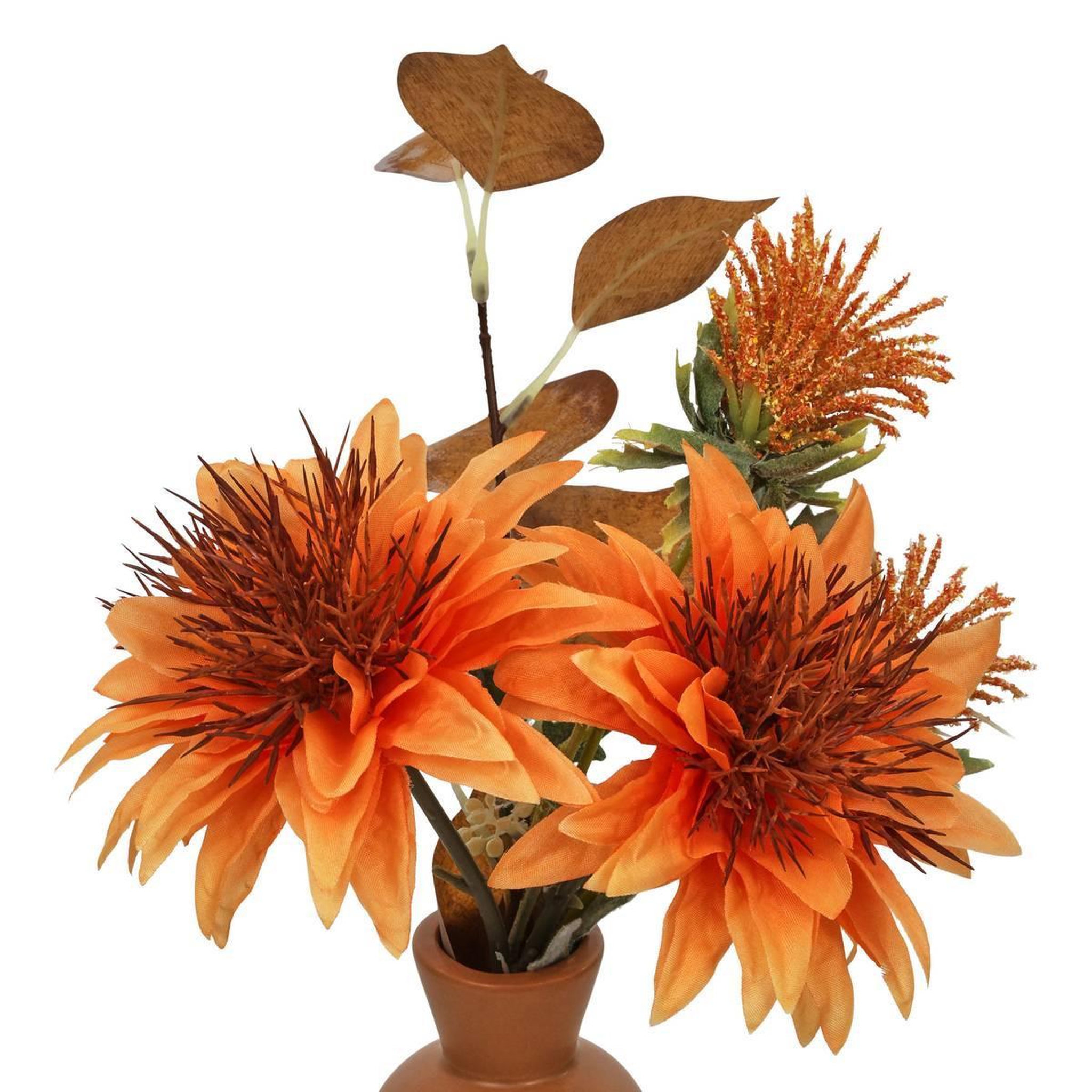 Voir la diapositive 2 : ATMOSPHERA Composition florale artificielle  penny  32cm orange