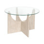Voir la diapositive 1 : The Home Deco Factory Table basse ronde effet travertin et verre PIETRA - Beige