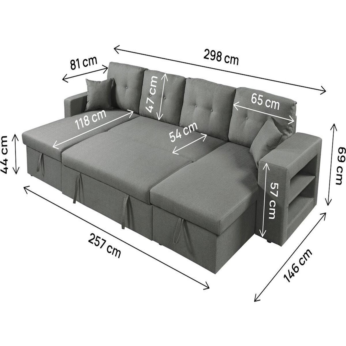 Habitat et Jardin Canapé d'angle panoramique convertible en tissu  Axel  - 4 places - Gris