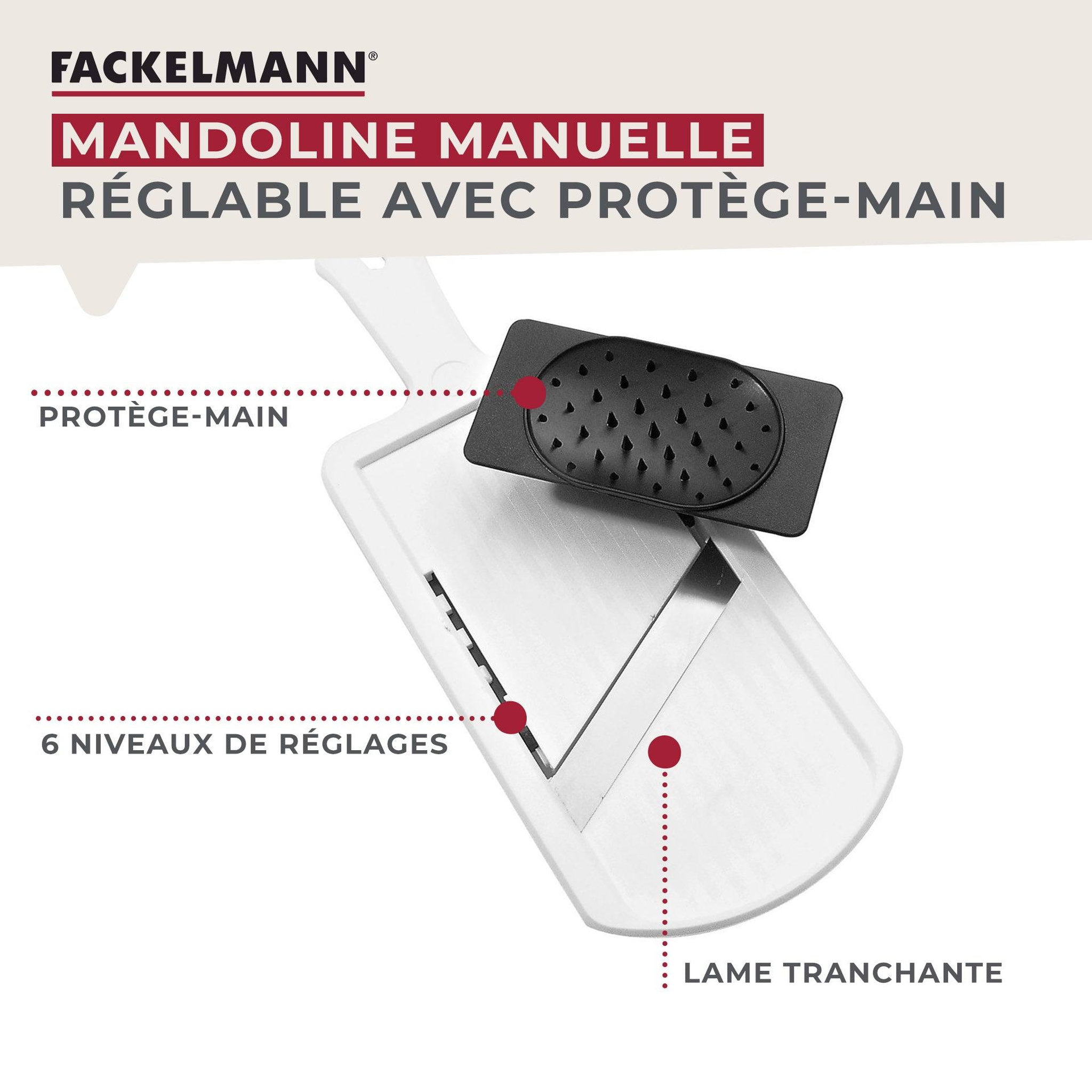 Voir la diapositive 2 : Fackelmann Mandoline professionnelle réglable jusqu'à 6 mm fackelmann handmade tradition