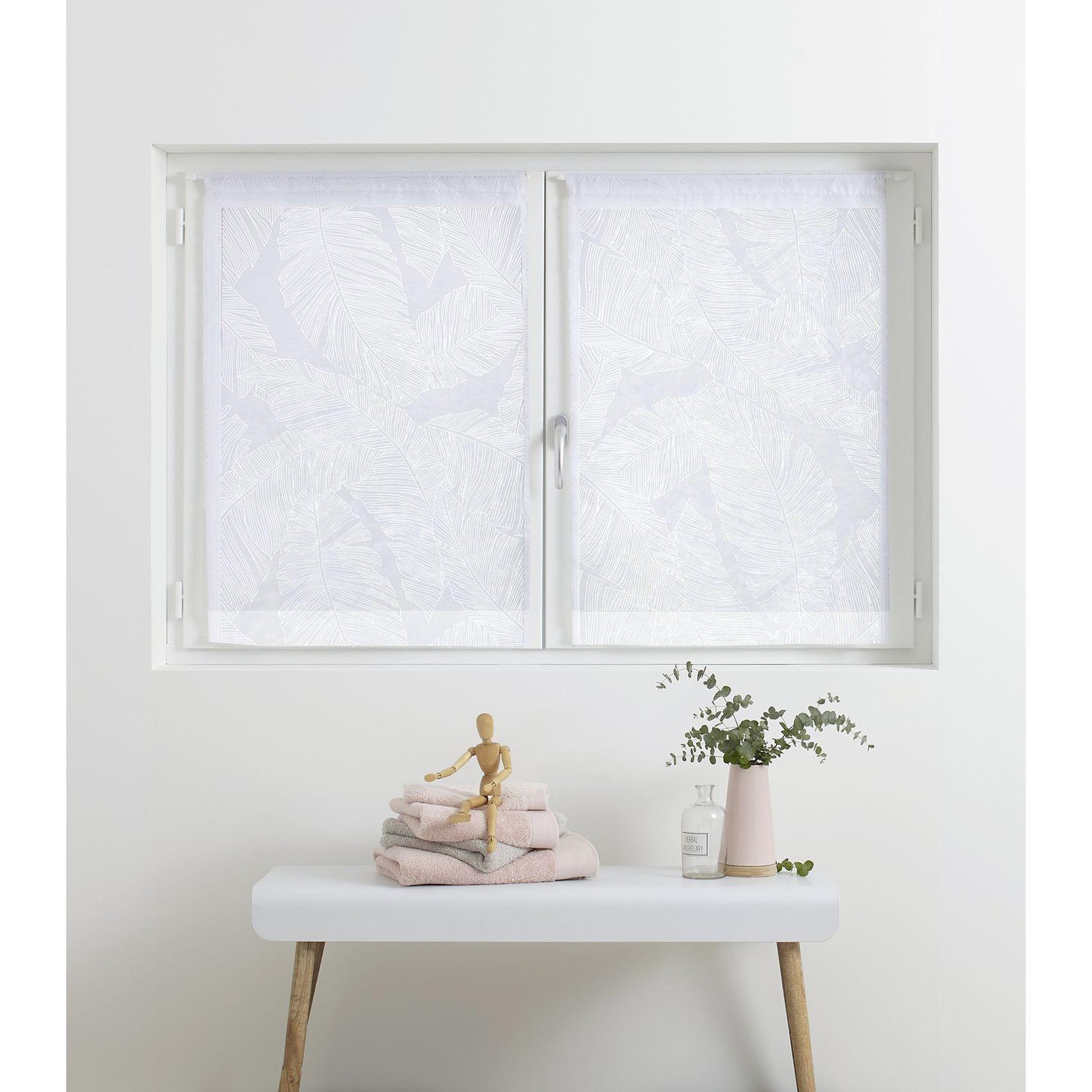 Voir la diapositive 3 : ATMOSPHERA 2 voilages dev effet feuille - 60 x 90 cm - blanc