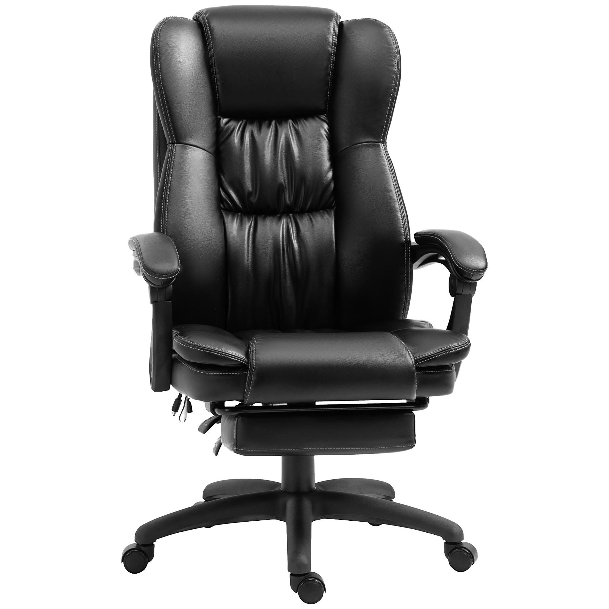 VINSETTO Fauteuil bureau massant inclinable réglable repose-pieds rétractable grand confort synthétique noir