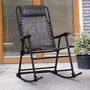 OUTSUNNY Fauteuil à bascule rocking chair pliable de jardin dim. 94L x 64l x 110H cm acier époxy textilène gris chiné