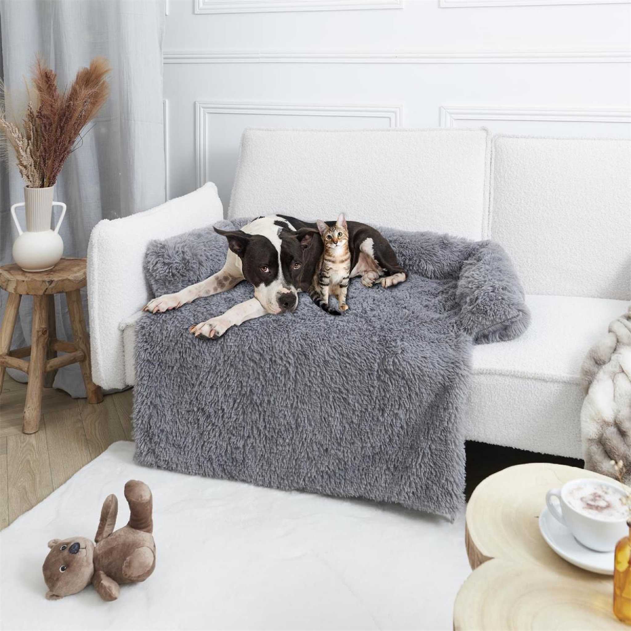 Voir la diapositive 6 : The concept Factory Panier canapé pour animaux  couverture  80cm gris