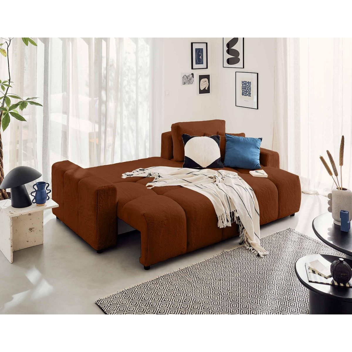 LISA DESIGN Crocus - canapé d'angle réversible - 4 places - convertible avec coffre - en fausse fourrure