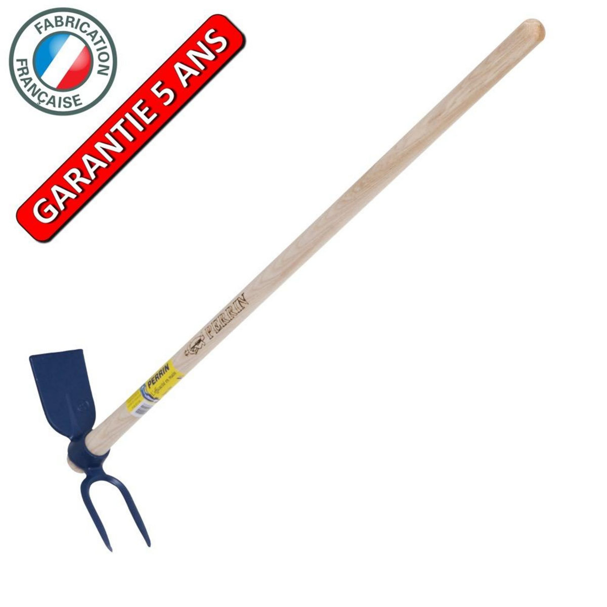 OUTILS PERRIN Serfouette forgée panne et fourche de 26 cm manche 1,30 m, pour le jardin et le potager